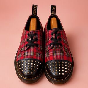 🔥RARE Dr. Martens Tartan Studded Oxford Shoes | US 9 EU 41 UK 7